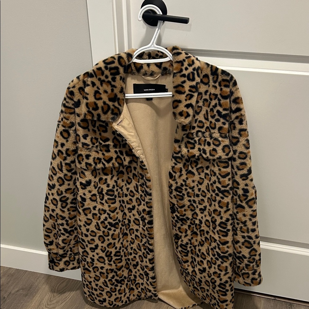 Vero Moda Animal Print Faux Fur Jacket
